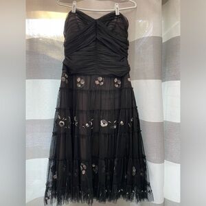BCBGmaxazria, size medium, strapless sweetheart neckline, black with embroidery